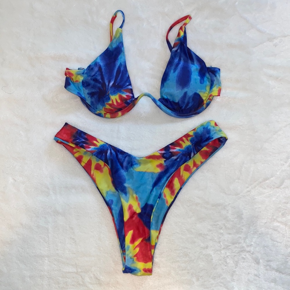 tie die two piece bikini